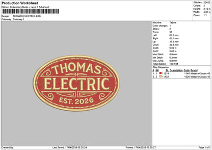 Thomastext Embroidery File 6 sizes