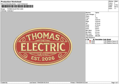 Thomastext Embroidery File 6 sizes
