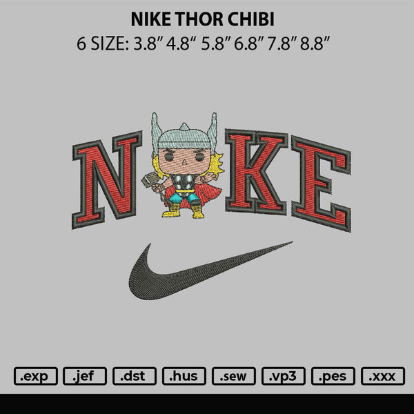 Nike Thor Chibi Embroidery File 6 sizes