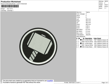 Thor Embroidery File 4 size