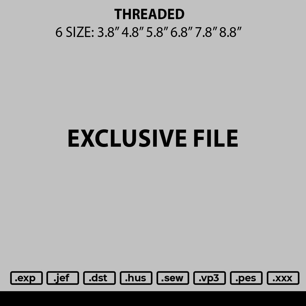 Threaded Embroidery File 6 sizes