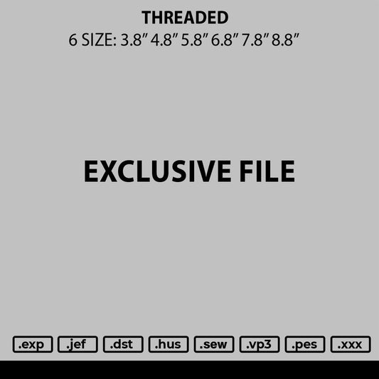 Threaded Embroidery File 6 sizes
