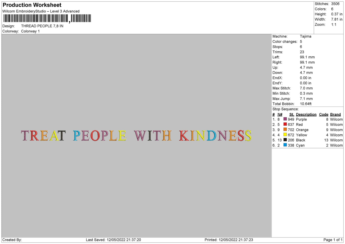 Treat People Embroidery File 4 size