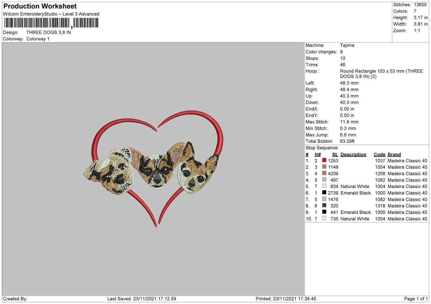 Three Dogs Embroidery File 4 size