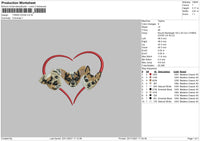 Three Dogs Embroidery File 4 size