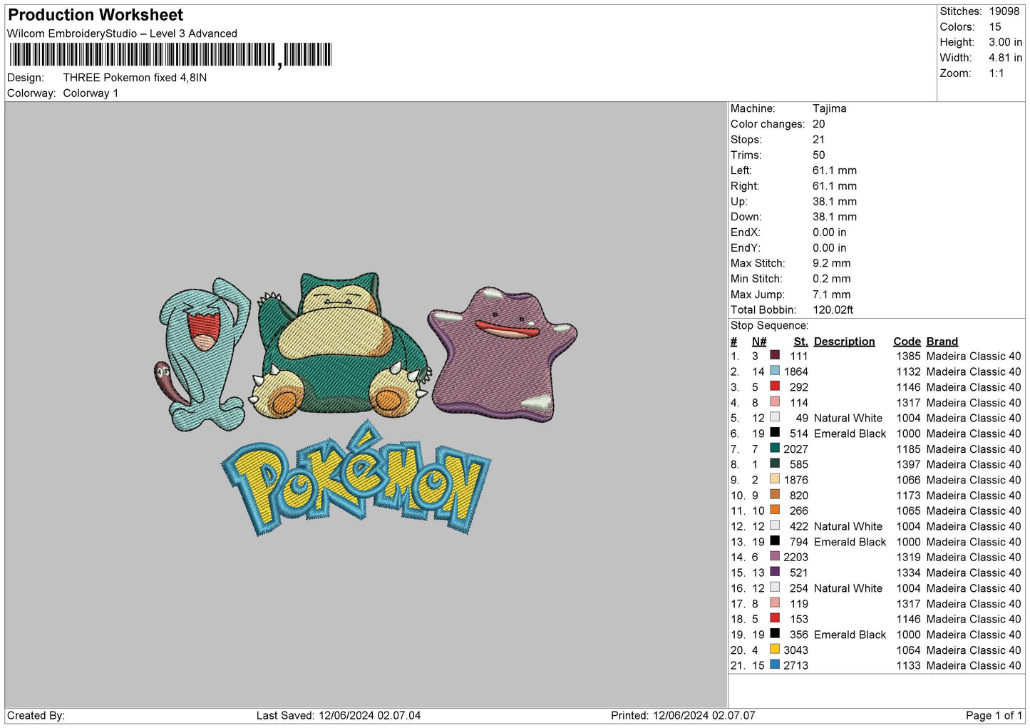 Three Poke V2 Embroidery File 6 sizes