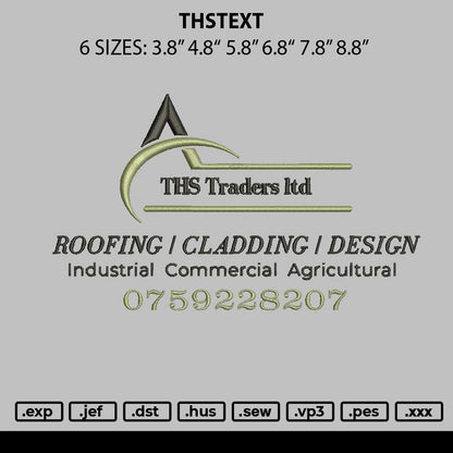 Thstext Embroidery File 6 sizes