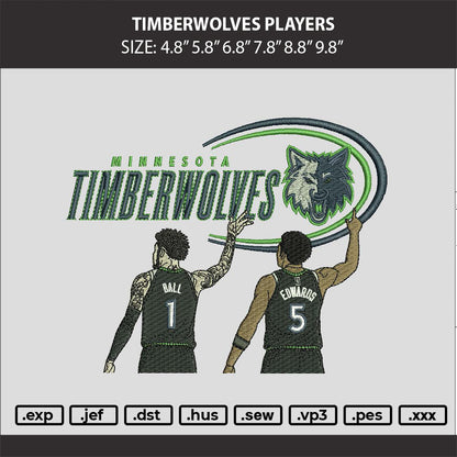 Timberwolves Players Embroidery Machine Design File