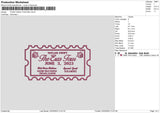 A Ticket Embroidery File 6 sizes