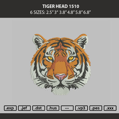 Tiger Head 1510 Embroidery Machine Design File 6 sizes