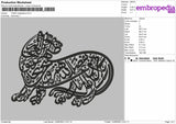 Tiger Calligraphy Embroidery File 4 size