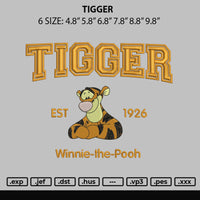 Tiger Pooh Embroidery File 6 sizes