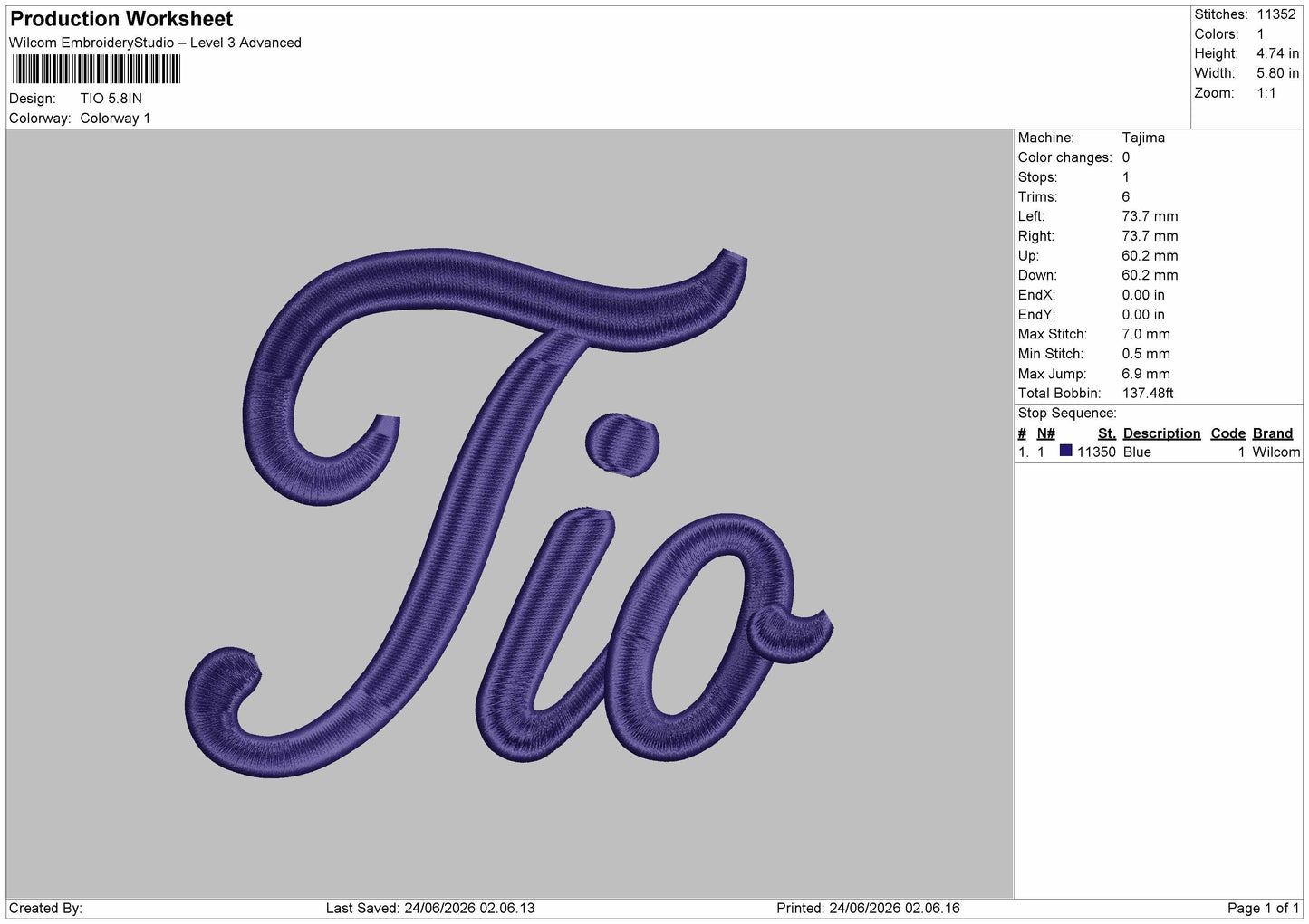 Tiotext Embroidery Machine Design File 6 sizes