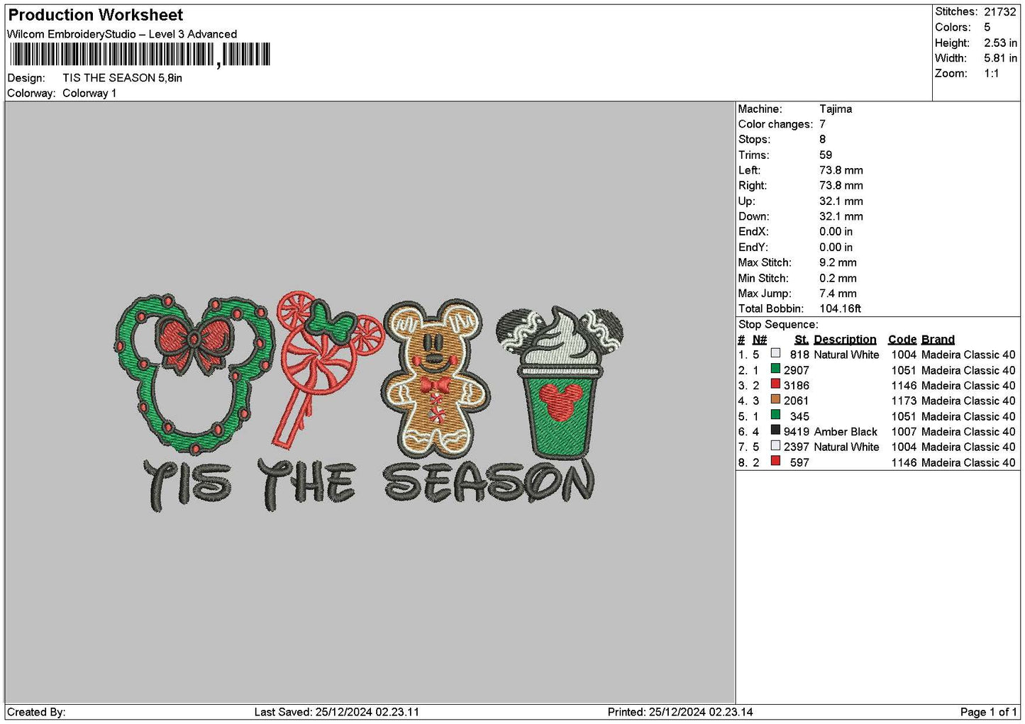 Mickey 2512a Embroidery File 6 sizes