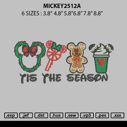 Mickey 2512a Embroidery File 6 sizes