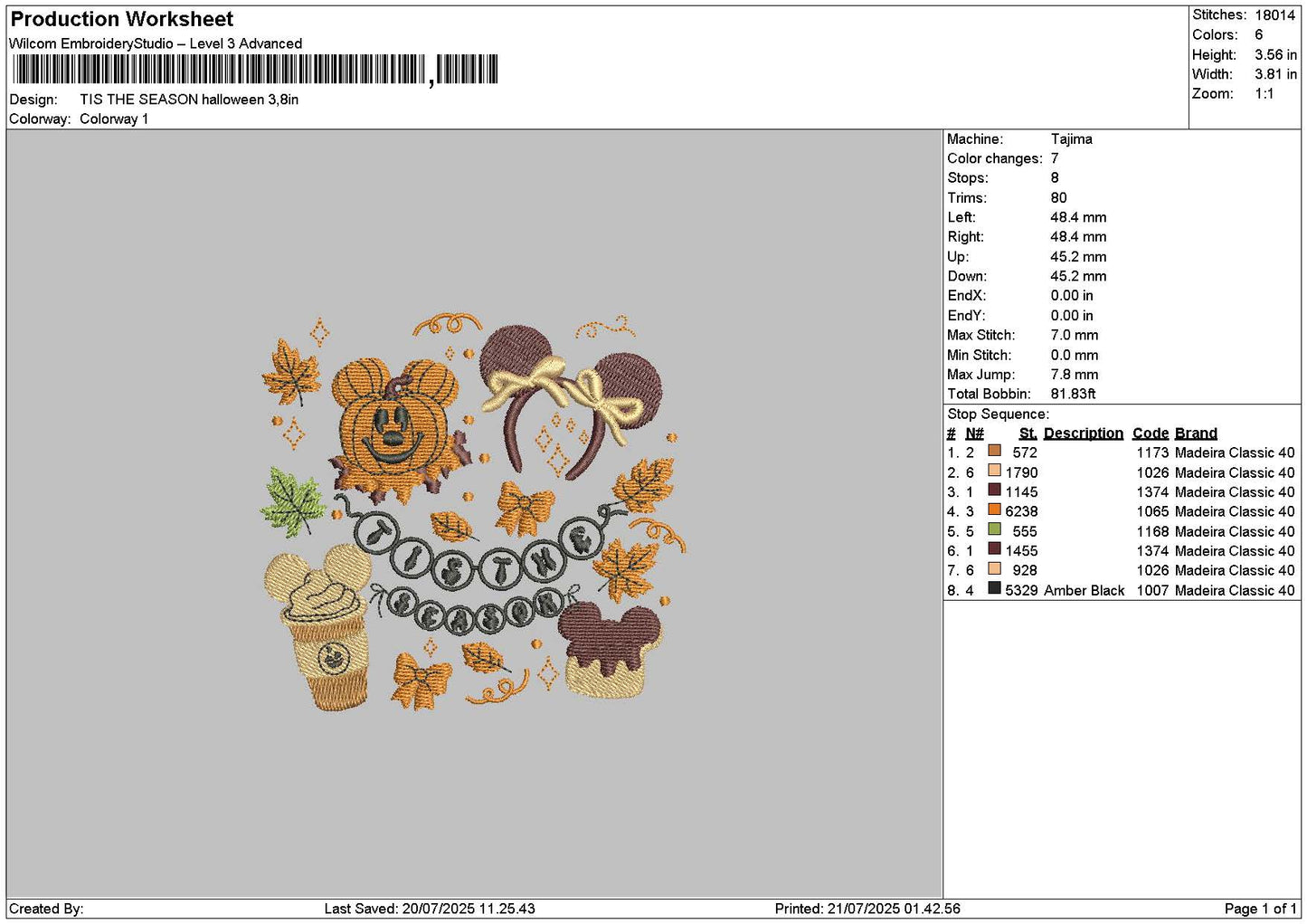 Mickeyhalloween 2107 Embroidery File 6 sizes