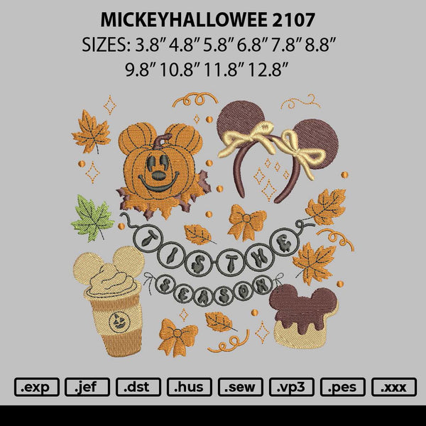 Mickeyhalloween 2107 Embroidery File 6 sizes