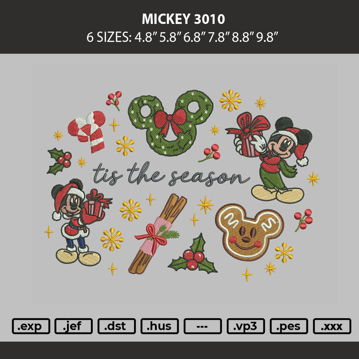 Mickey 3110 Embroidery Machine Design File 6 sizes