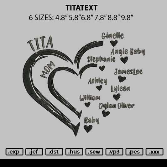 Titatext Embroidery File 6 sizes
