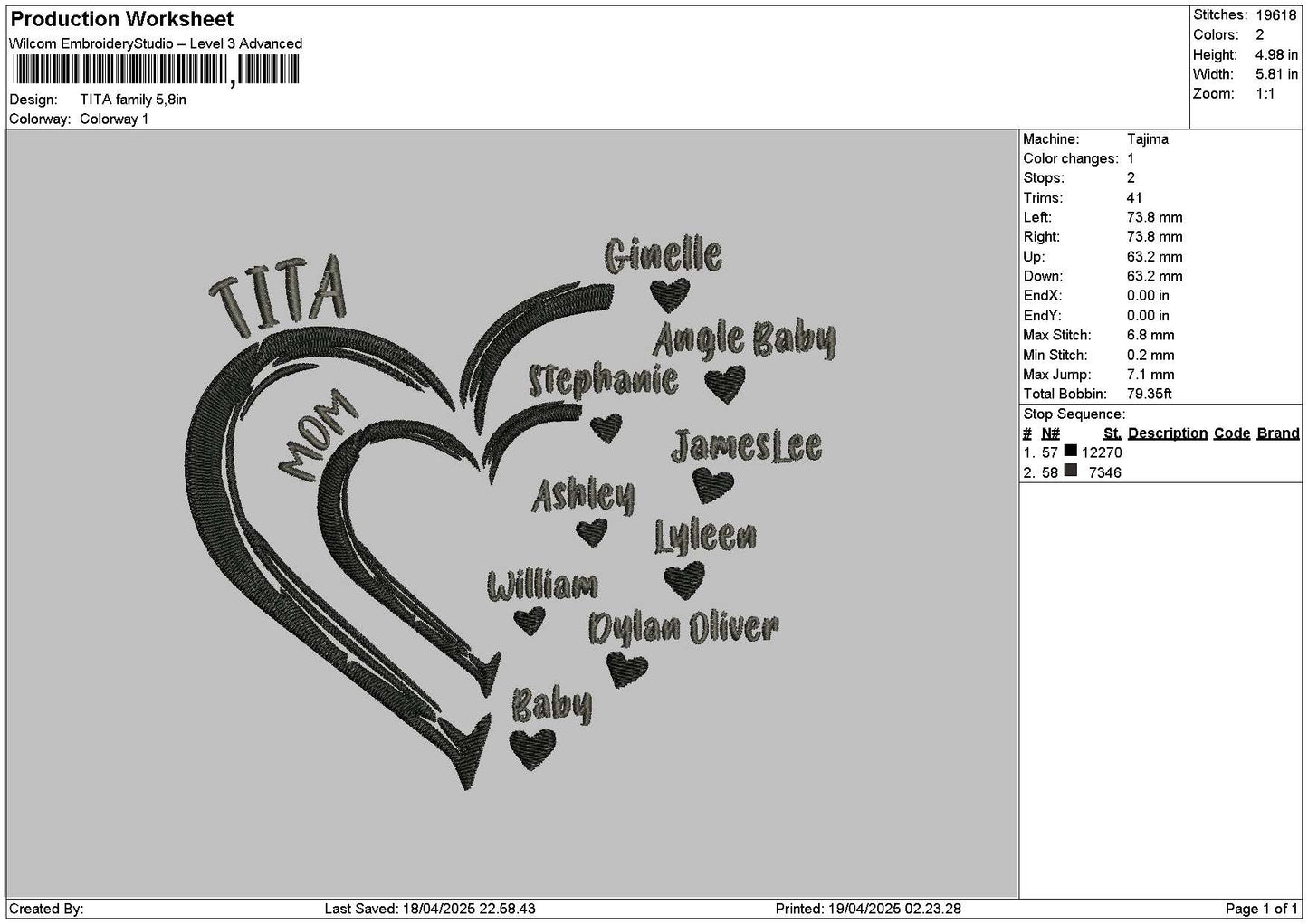 Titatext Embroidery File 6 sizes