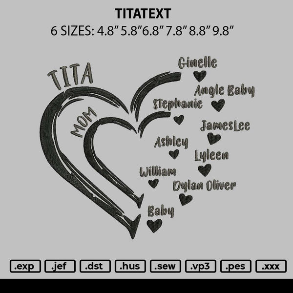 Titatext Embroidery File 6 sizes