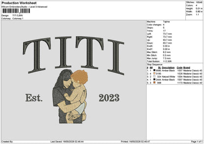 Titi Photoflat Embroidery File 6 sizes