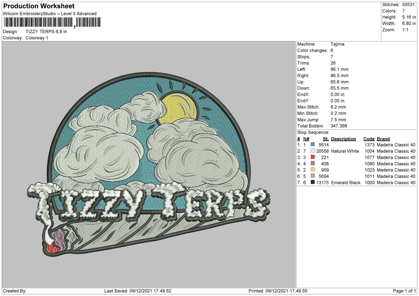 Tizzy Treps Embroidery File 4 Size