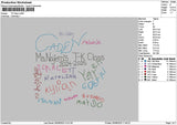 Tkclass Text Embroidery File 6 sizes