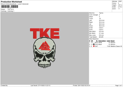 Tke V2 Embroidery File 6 sizes