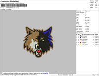 Timberwolves Embroidery File 5 size