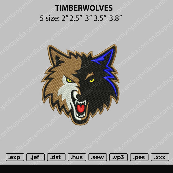 Timberwolves Embroidery File 5 size