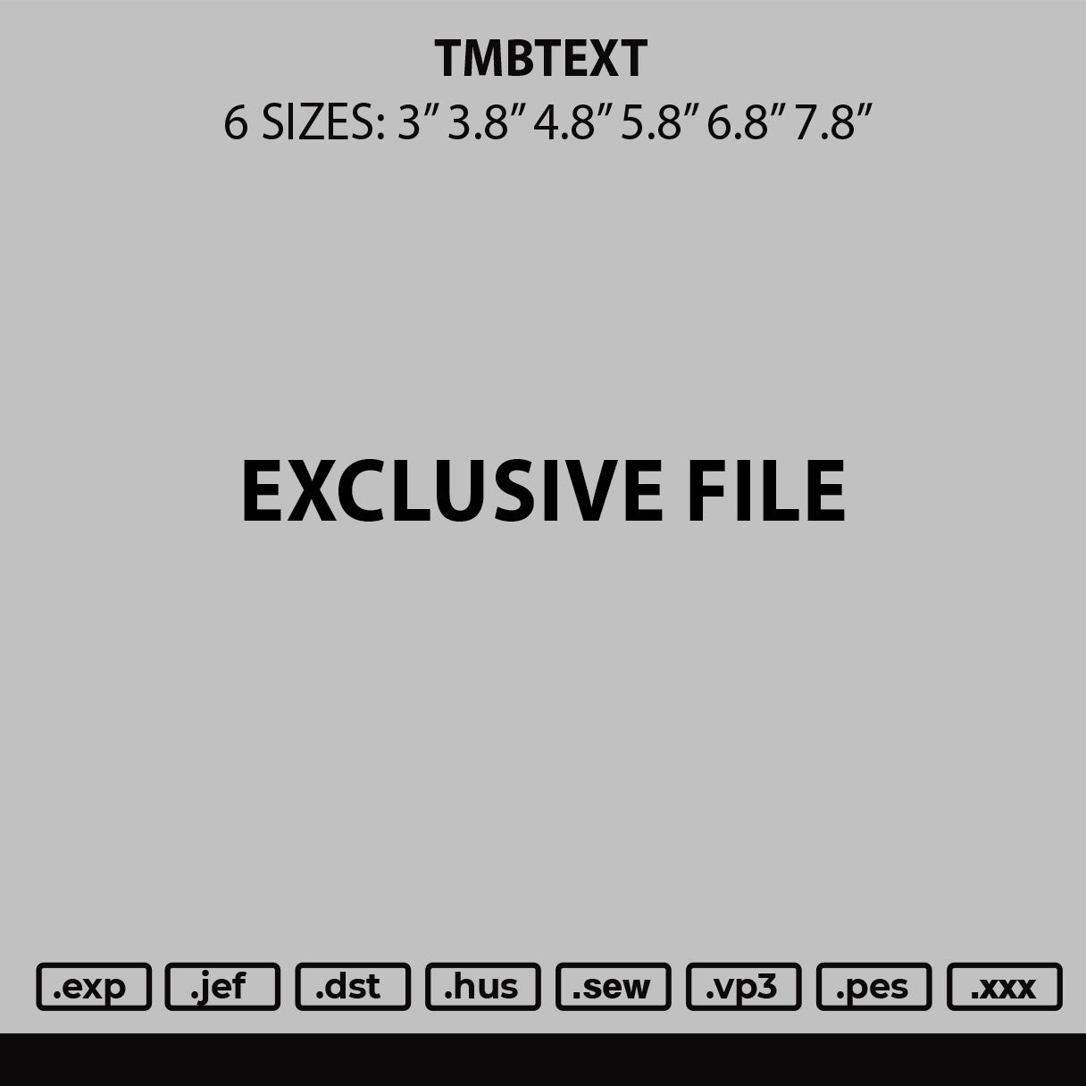 Tmbtext Embroidery File 6 sizes