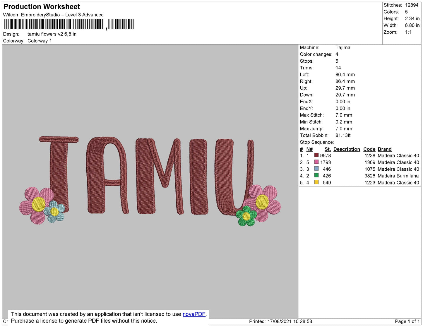Tamiu Flowers V2 Embroidery File 4 size