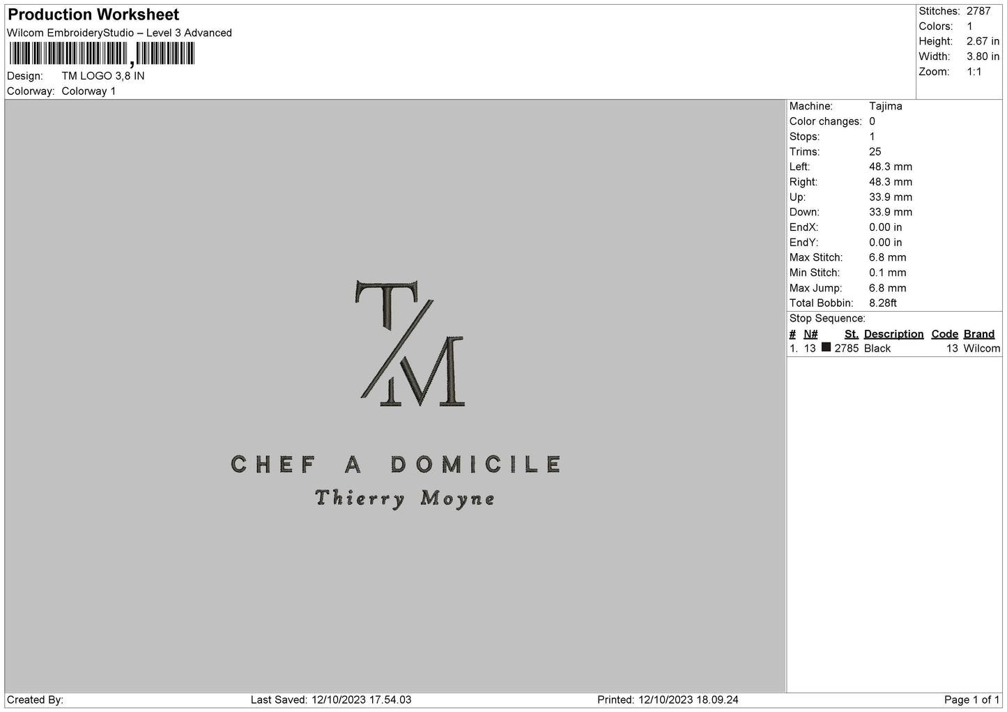 Tm Logo Embroidery File 6 sizes