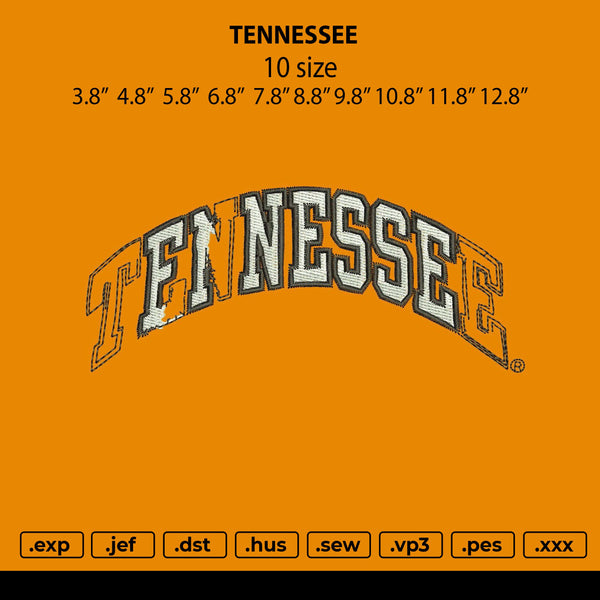 Tennessee Embroidery File 10 size