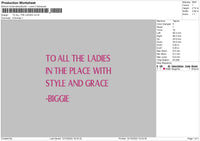 To All The Ladies Embroidery File 6 sizes