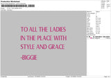 To All The Ladies Embroidery File 6 sizes