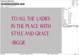 To All The Ladies Embroidery File 6 sizes