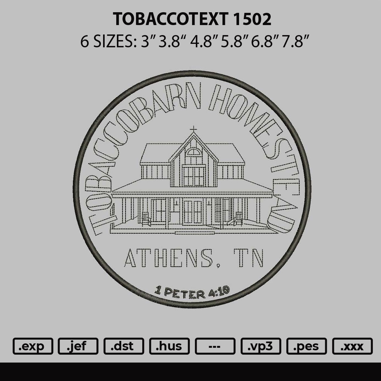 Tobaccotext 0512 Embroidery File 6 sizes