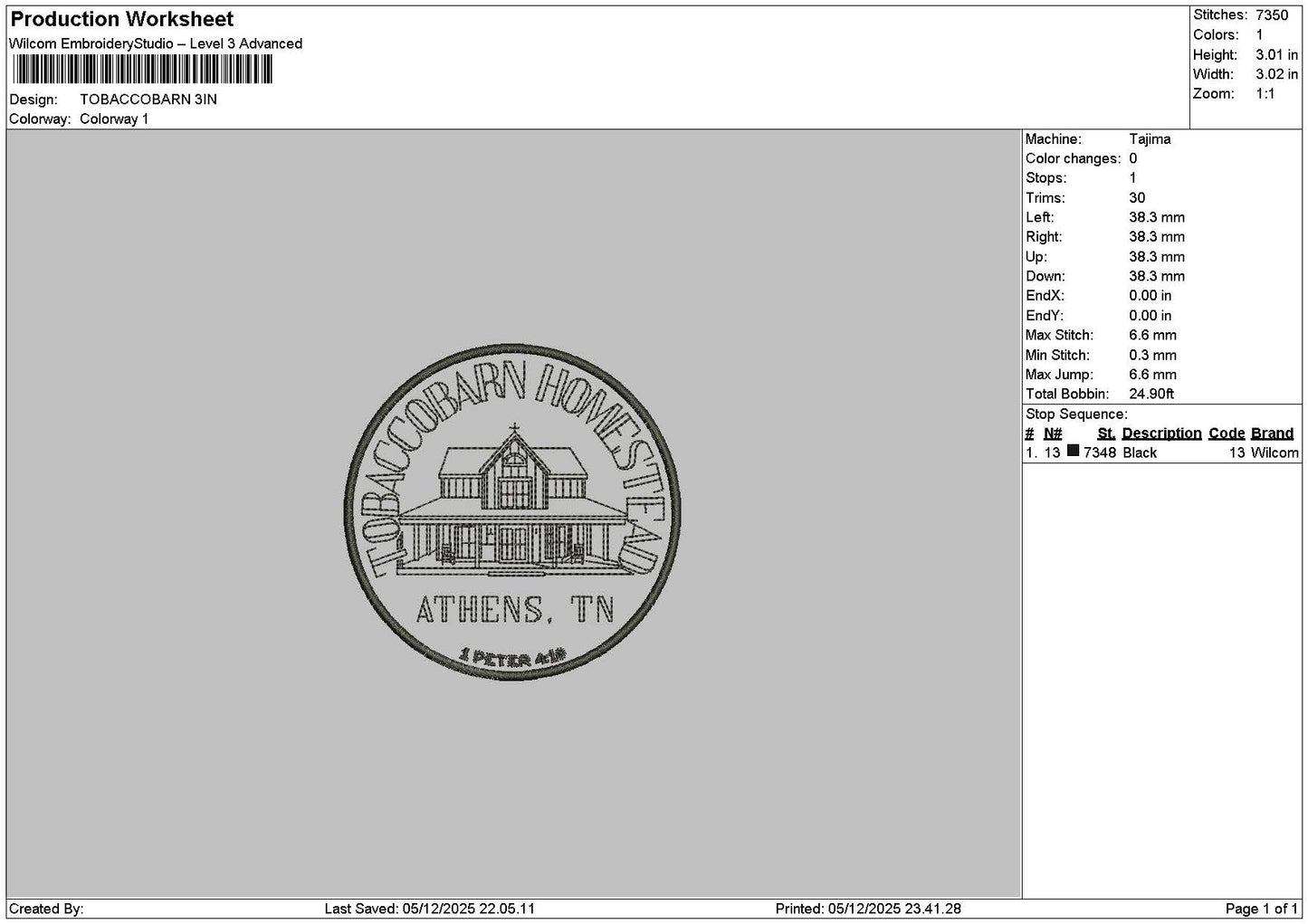 Tobaccotext 0512 Embroidery File 6 sizes