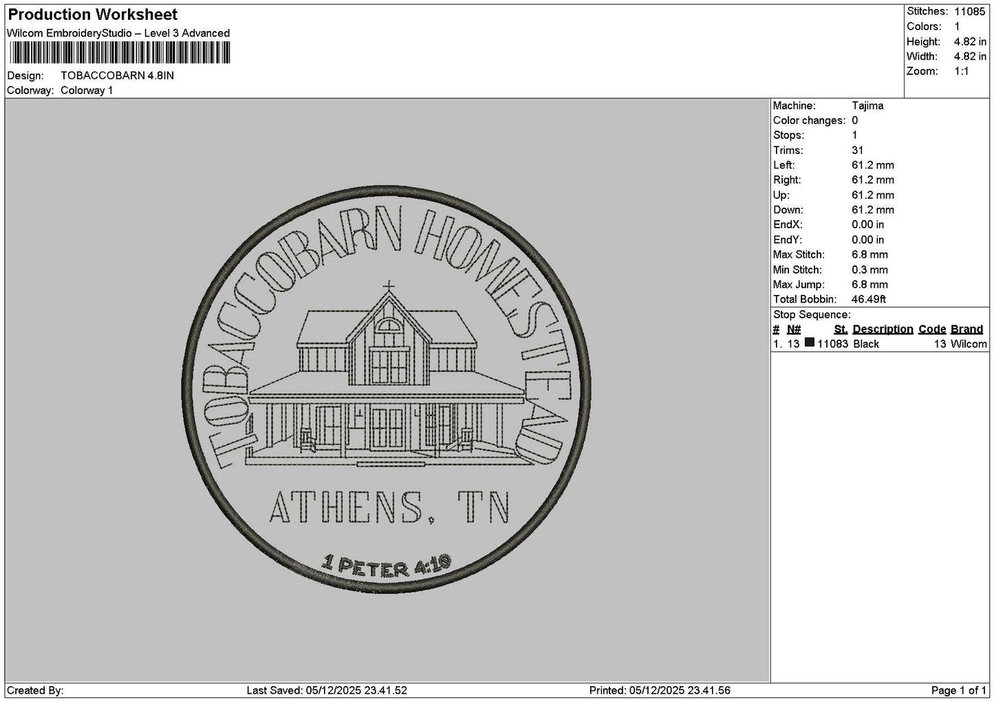 Tobaccotext 0512 Embroidery File 6 sizes