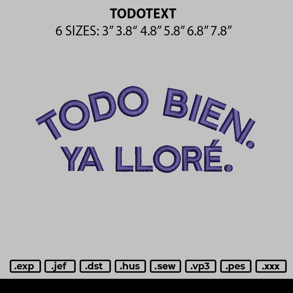 Todotext Embroidery File 6 sizes