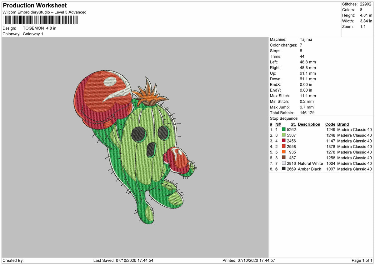 Cactus 0710 Embroidery Machine Design File 6 sizes
