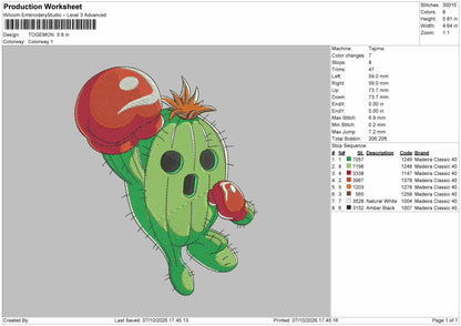 Cactus 0710 Embroidery Machine Design File 6 sizes