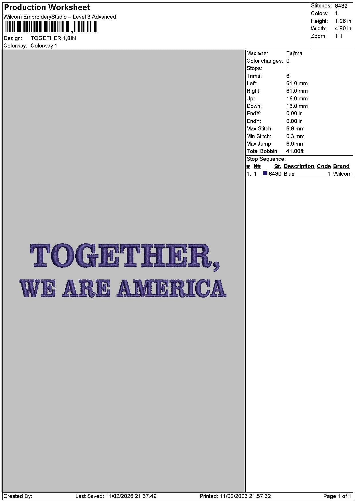 Togethertext 1102 Embroidery File 6 sizes