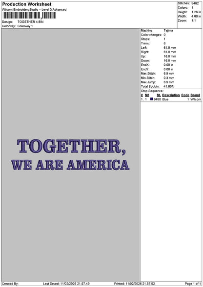 Togethertext 1102 Embroidery File 6 sizes