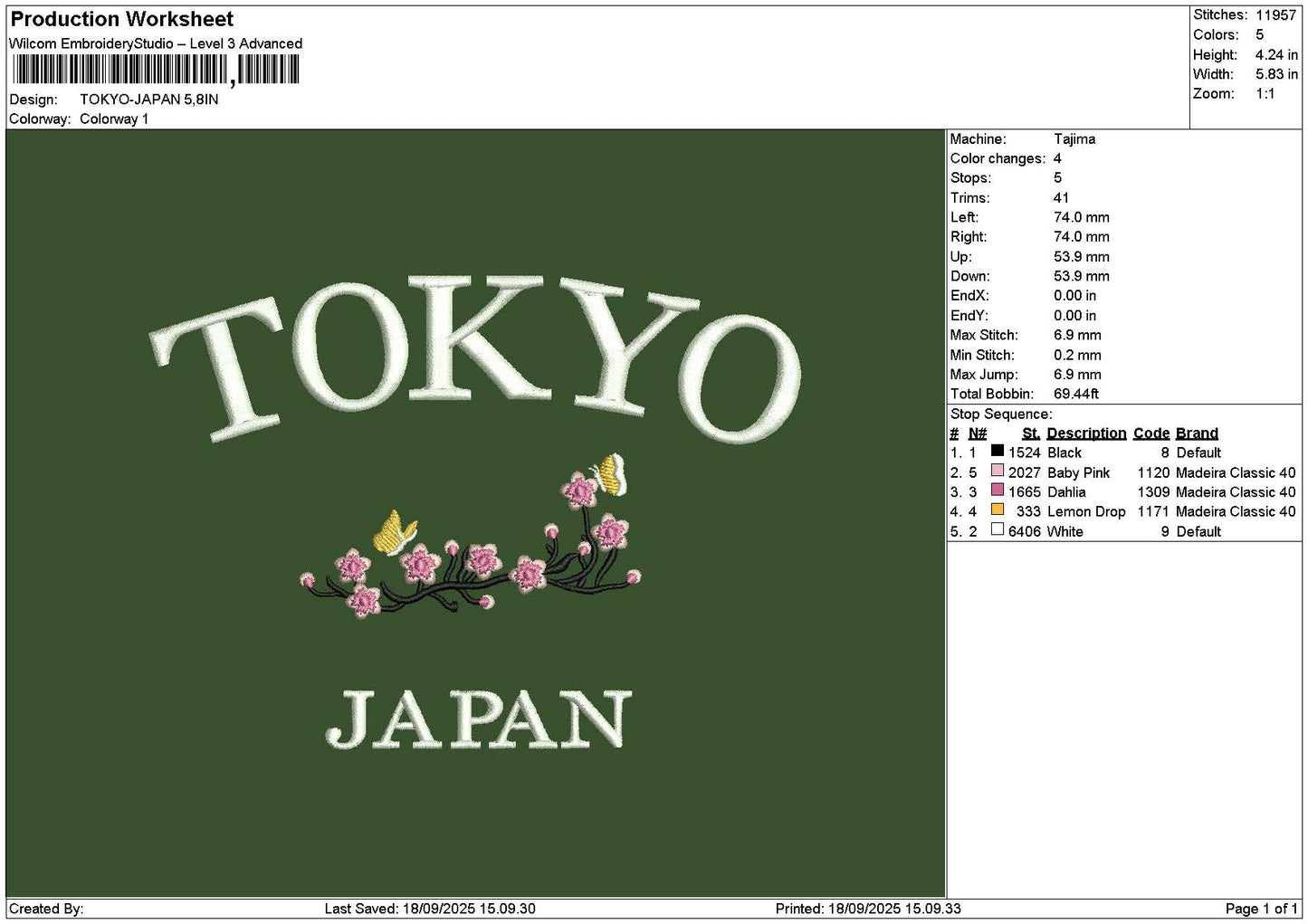 Japantext Embroidery File 6 sizes