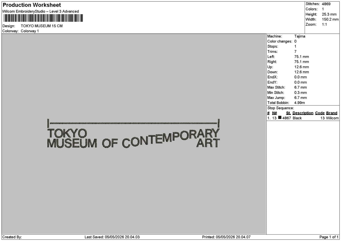 Tokyotext 0505 Embroidery File 12 sizes