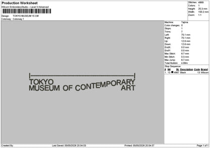 Tokyotext 0505 Embroidery File 12 sizes