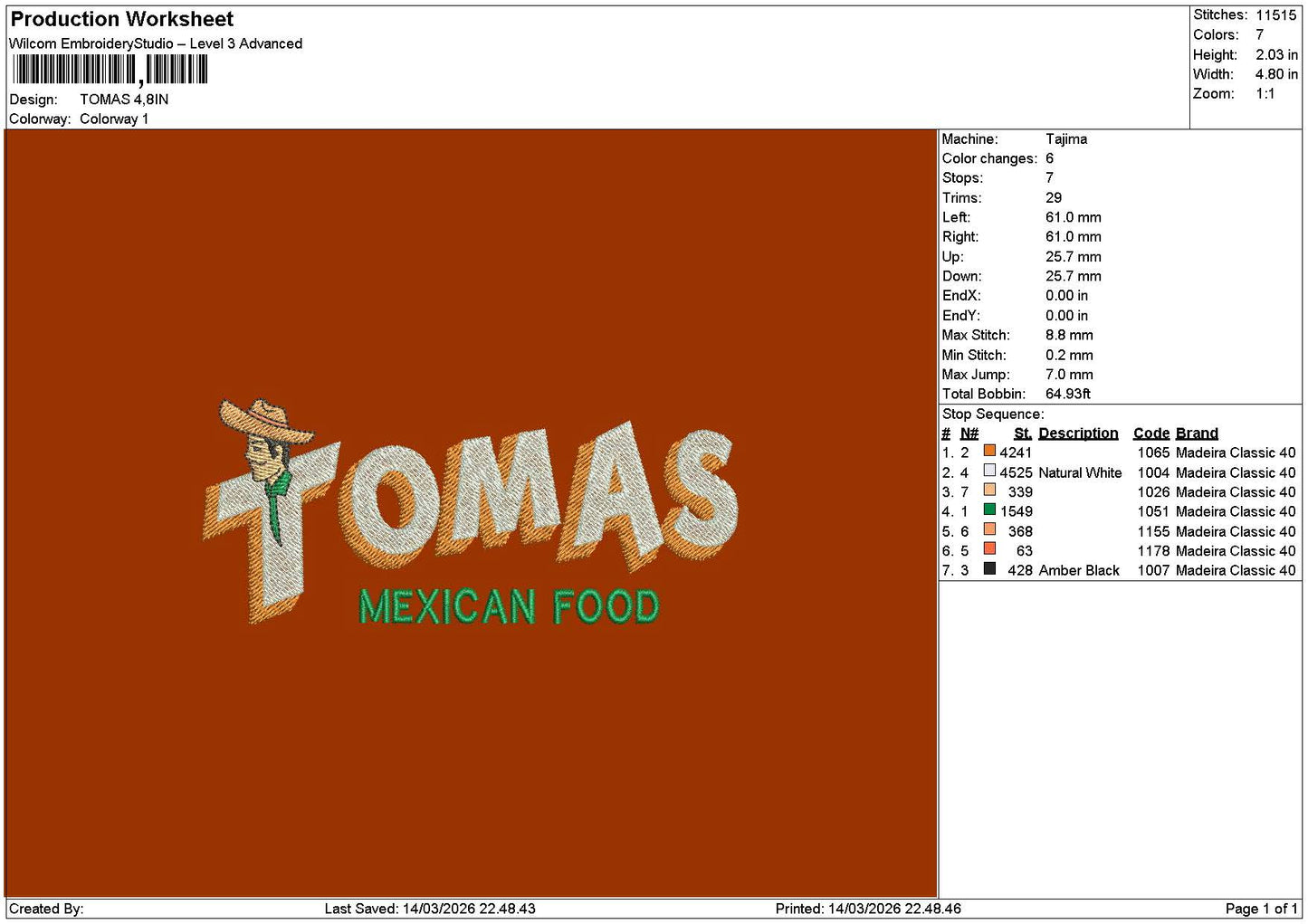 Tomastext Embroidery File 6 sizes